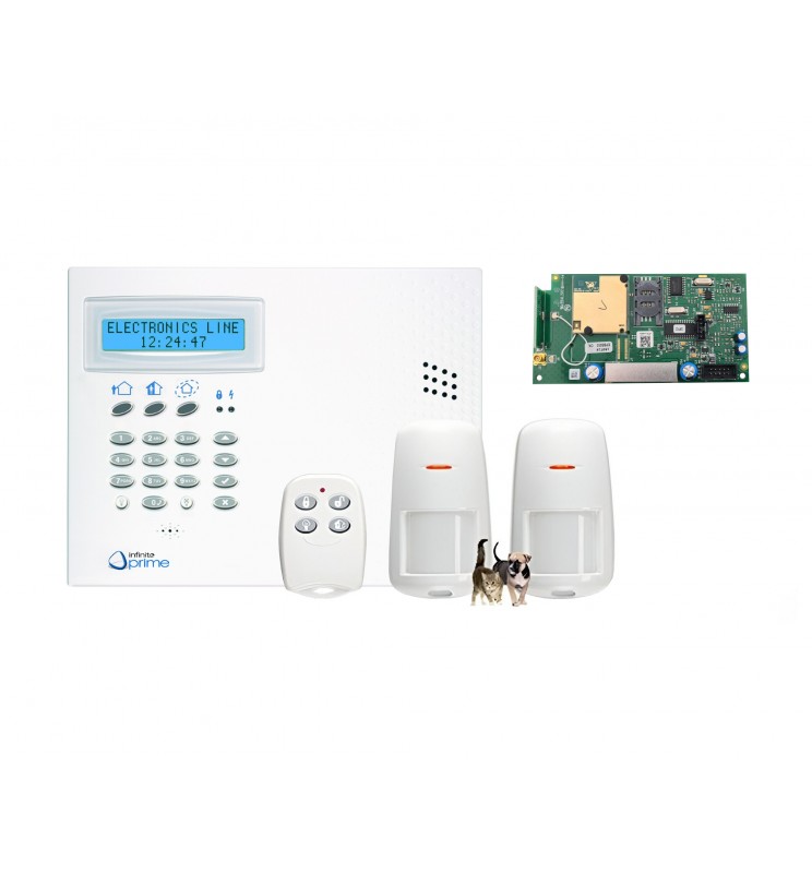 Kit Centrale Infinite Prime avec 2 détecteurs IRP PET, un module GSM et une télécommande